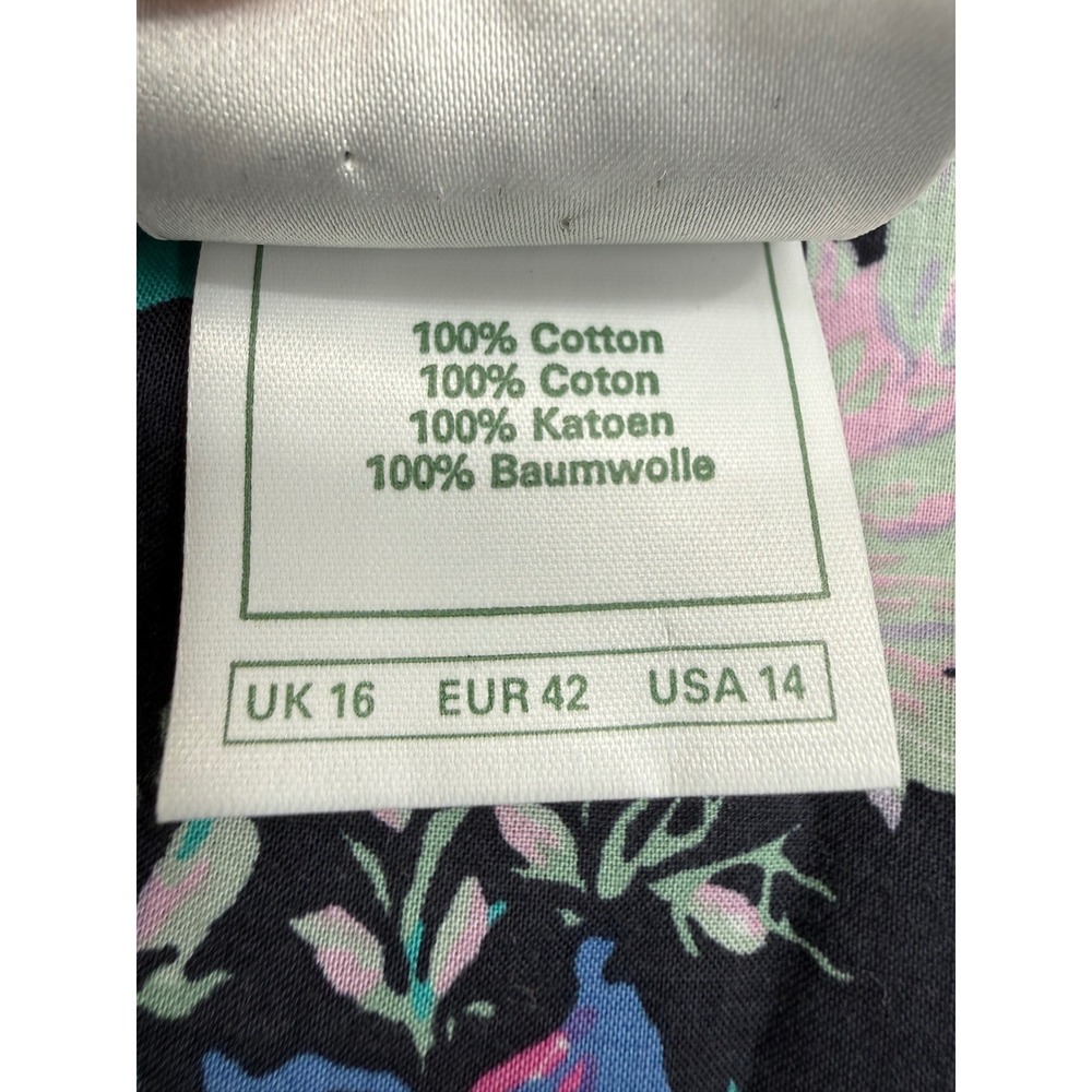 Vintage Laura Ashley Dress Womens 14 Black Pink Floral Cotton Pockets Cottage - Picture 4 of 10